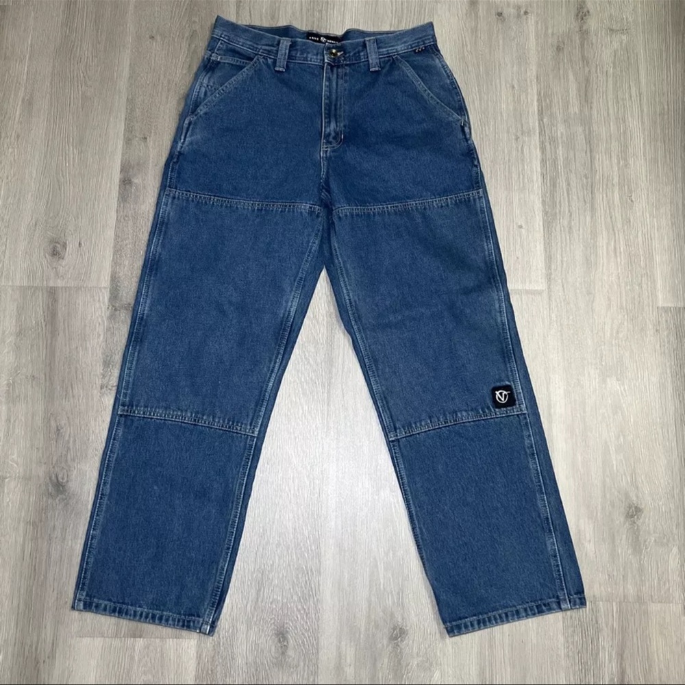 Vans Jeans Men 34 Blue Denim Double Knee Wide Leg Baggy Skater Y2k Vintage 90s